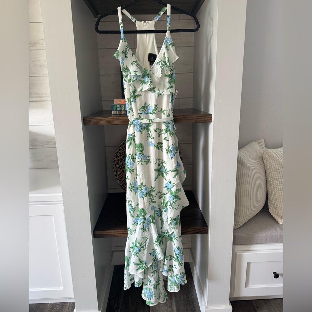 Disney White and Green Floral High Low Dress